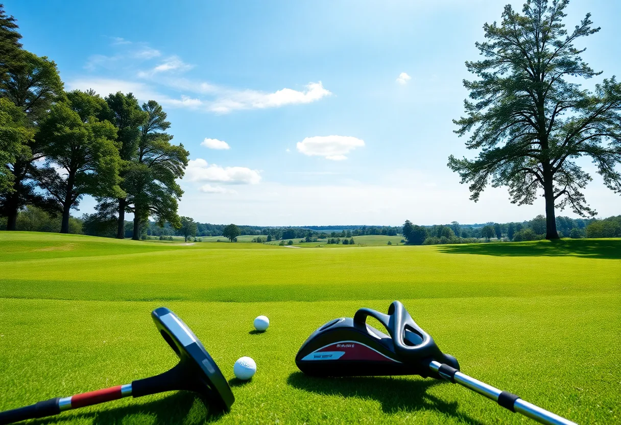 Scenic golf course from PGA Tour 2K25 with clear blue sky