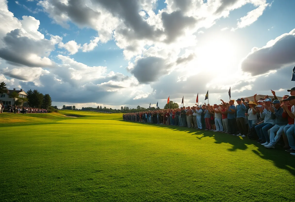 Celebration of a golfer's victory at the Masters tournament