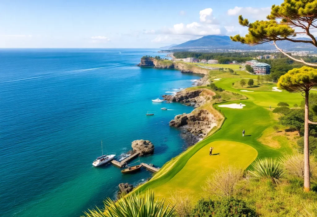 A scenic view of Royal Portrush golf course during The Open Championship