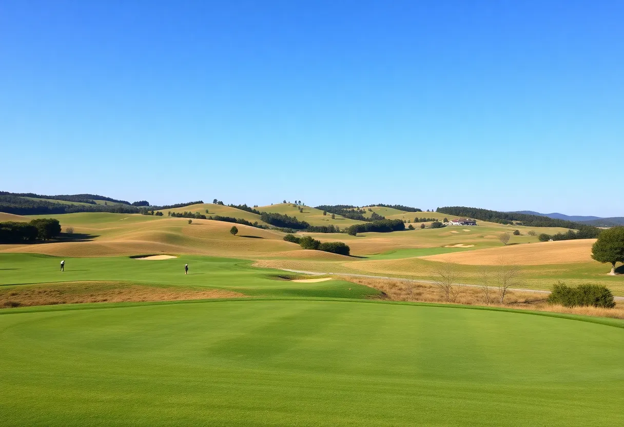 Scenic view of a Southeast golf course with golfers playing