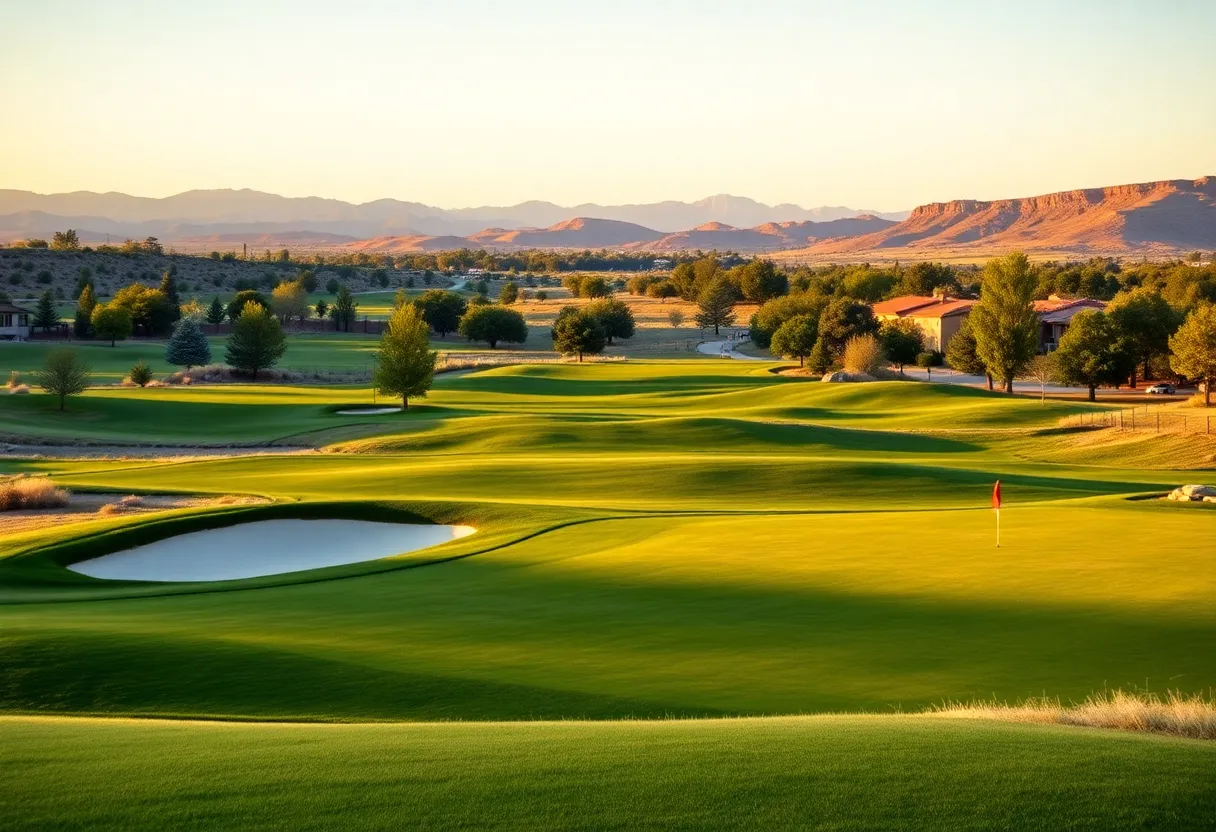 A beautiful golf course in the Western U.S. during sunny weather.