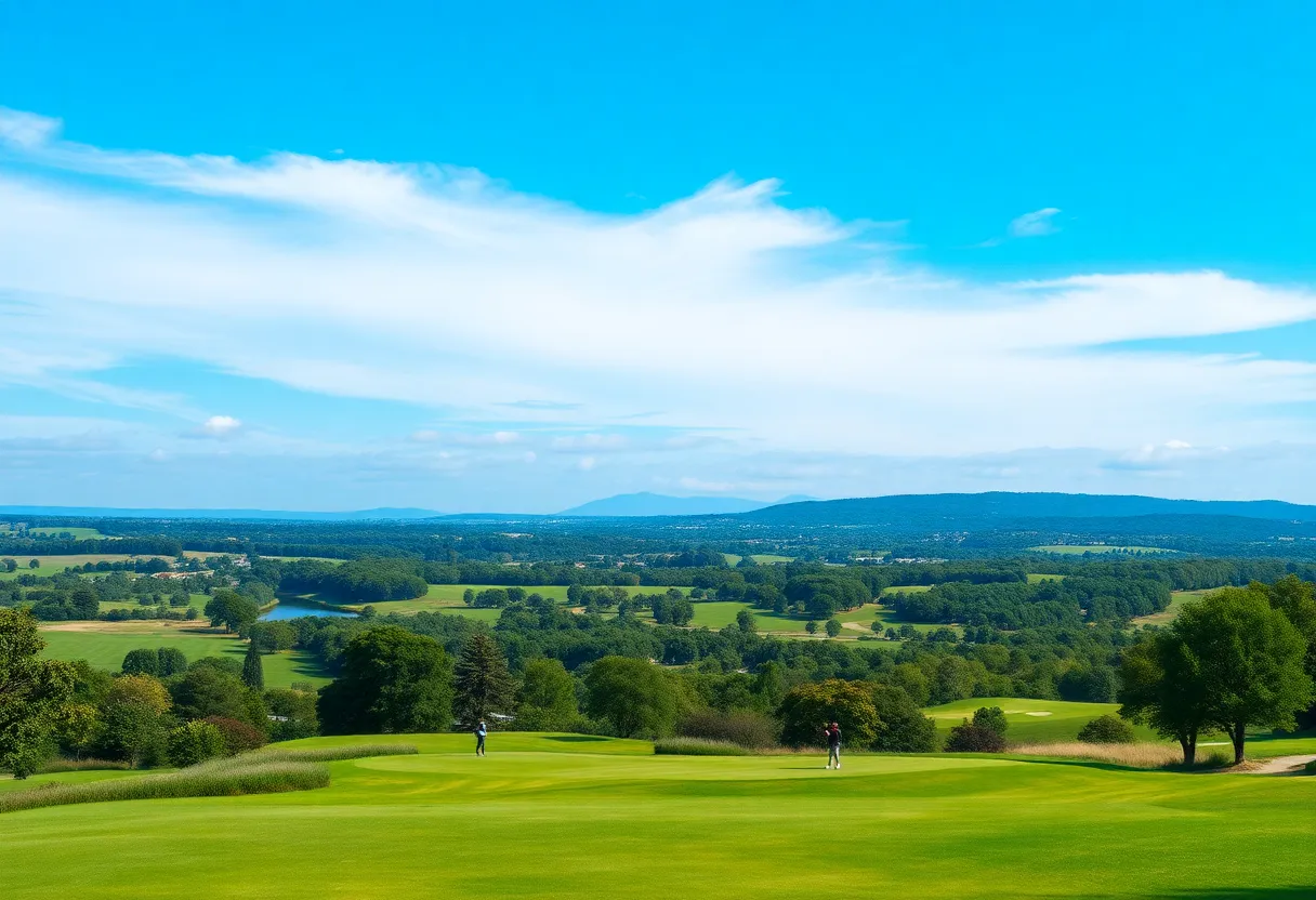 golfers playing on a scenic golf course