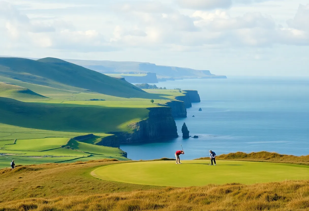 Scenic view of a top golf course in Wales