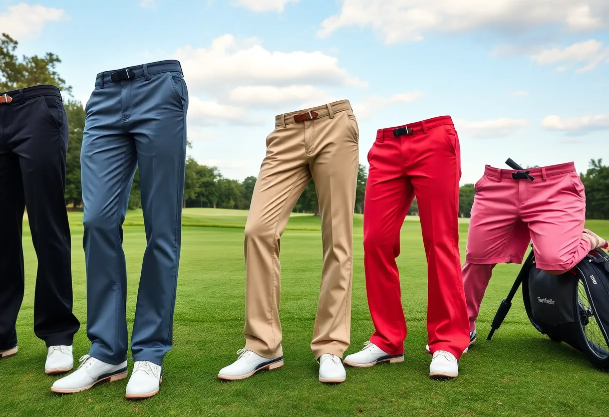 Stylish and comfortable golf pants displayed on a golf course