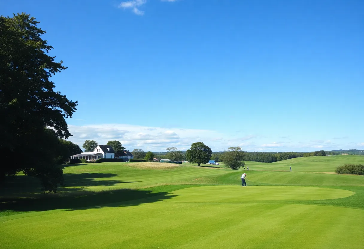 Beautiful landscape of a UK golf course with golfers