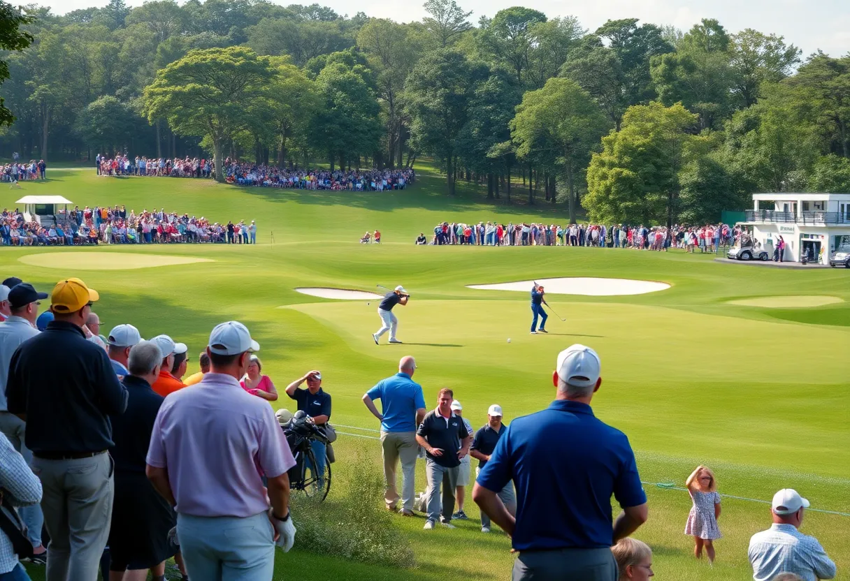 A golf course during the U.S. golf season 2025 with golfers playing
