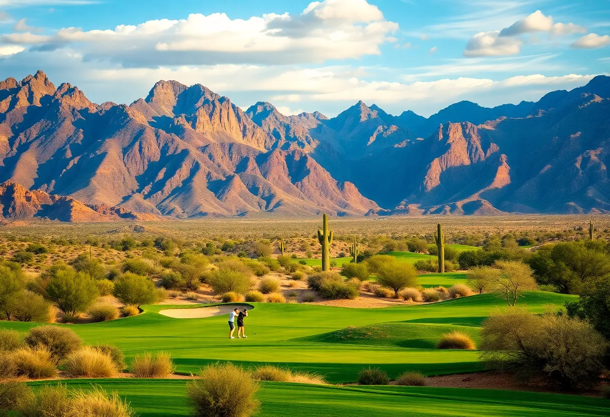 Scenic Arizona golf course with mountains and desert landscape
