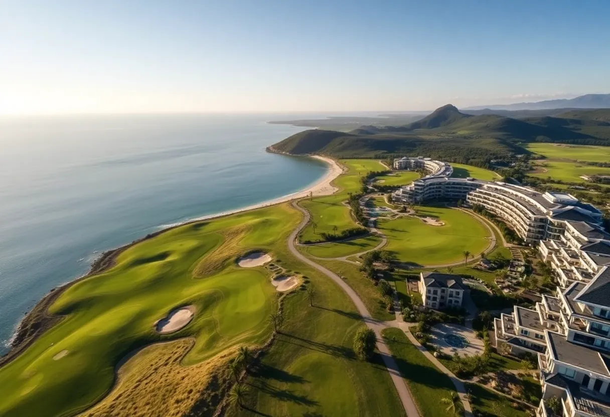 Aerial view of Bandon Dunes Golf Resort showcasing the golf courses and coastline.