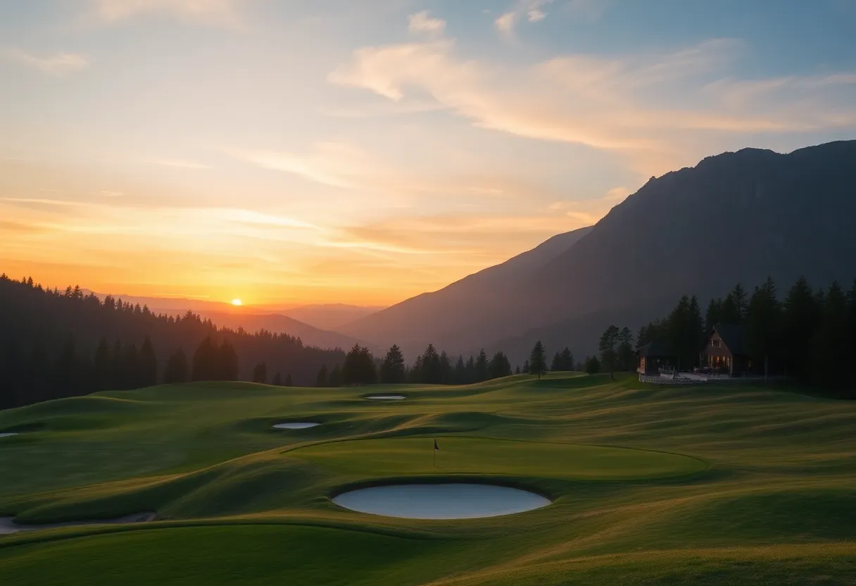 Scenic view of a golf course at Big Cedar Lodge