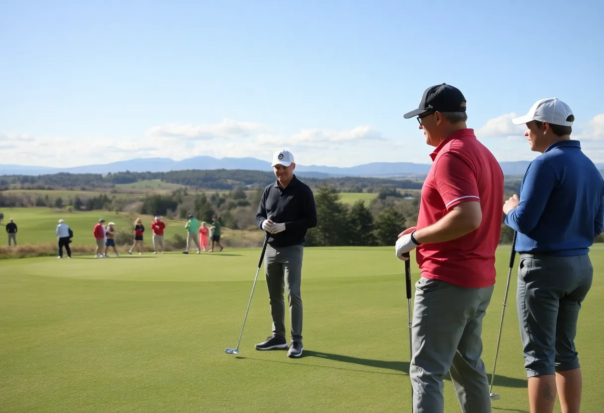 Golf players practicing etiquette on the course