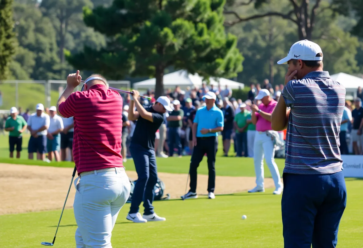 Golfers preparing for the final qualifying for the U.S. Open