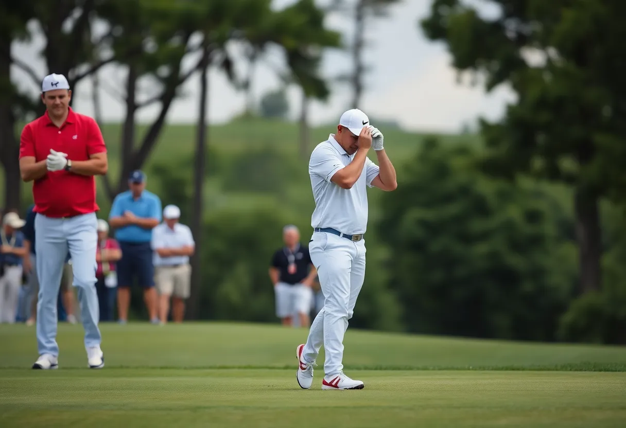 Emotional golfer experiencing frustration on the golf course