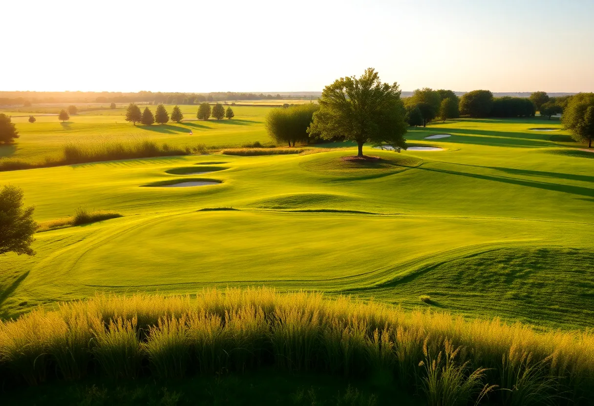 A picturesque golf course in Iowa showcasing its green fairways.