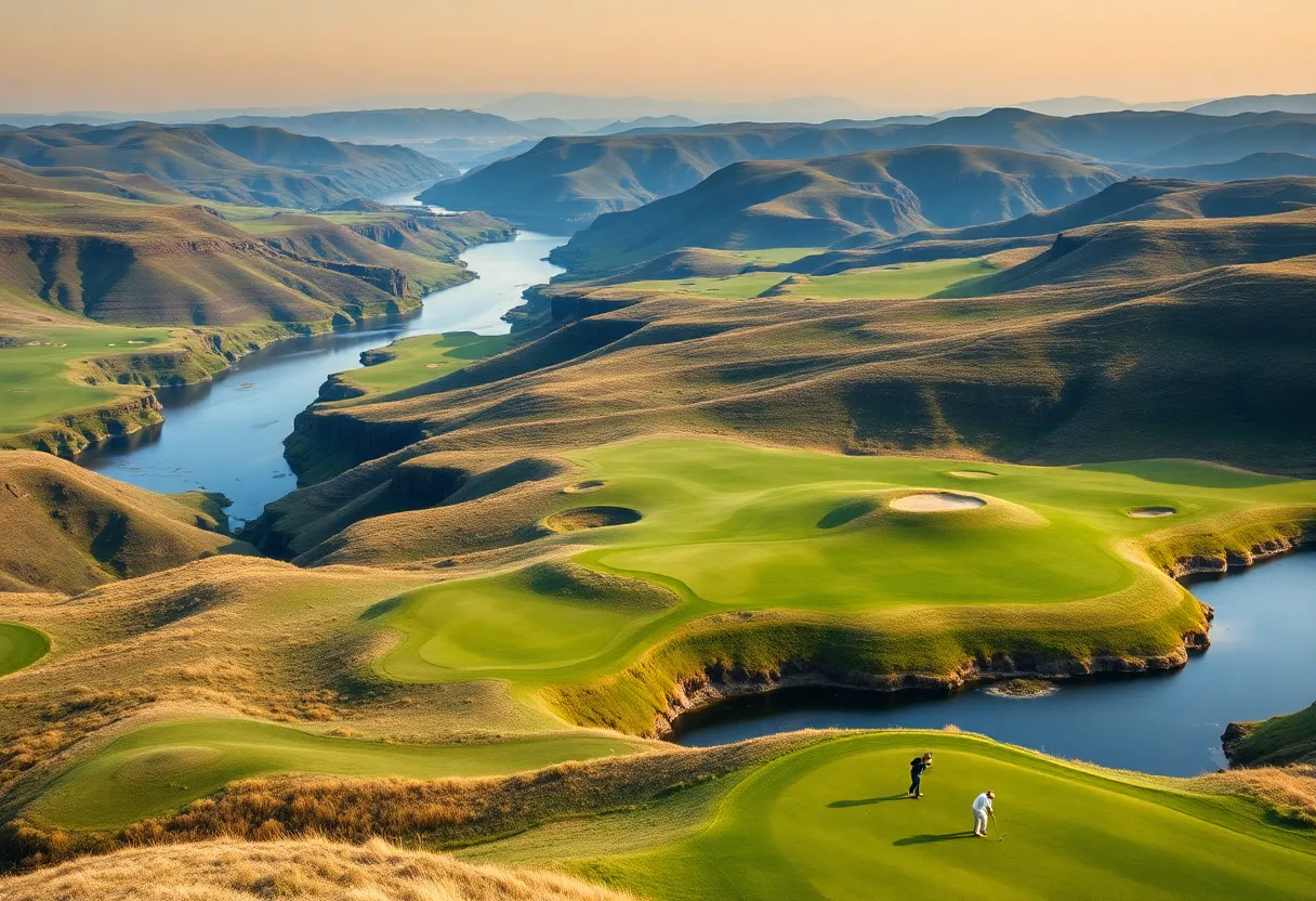 Rendering of Lazy J Sporting Club golf course with scenic views