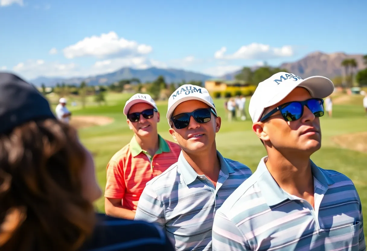 Golfers wearing Maui Jim sunglasses on a beautiful golf course