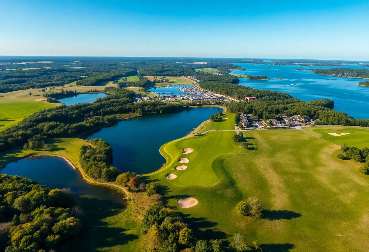 A beautiful golf course in Michigan with vibrant green fairways and scenic landscapes.