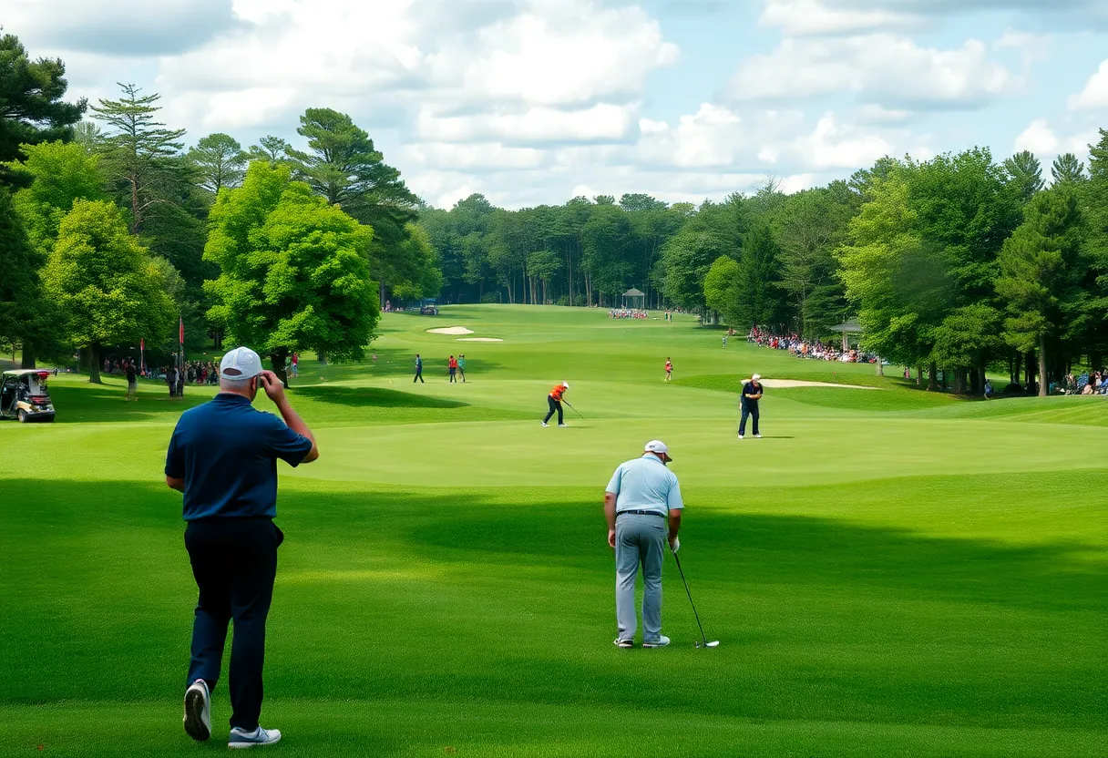 Golfers playing at Muirfield Village during the Memorial Tournament