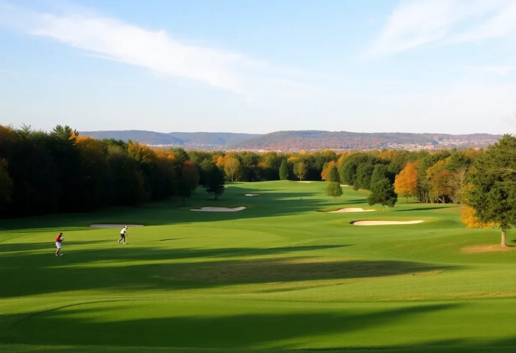 Golfers navigating the challenging course at Oakmont Country Club during the 2025 U.S. Open.