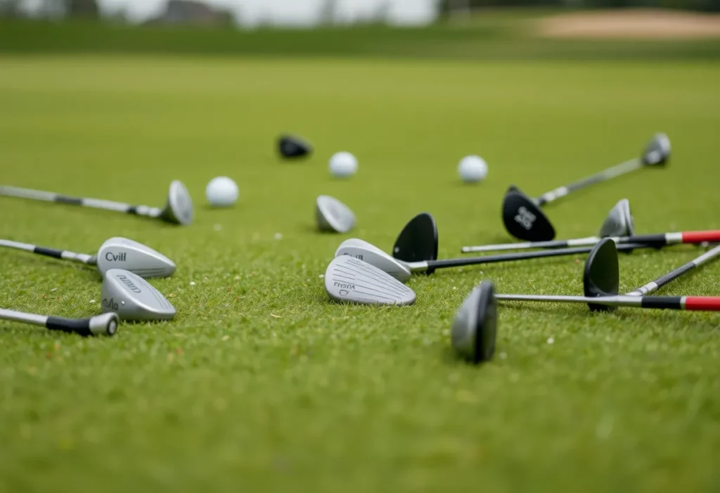 Drivers on a golf green highlighting equipment challenges.