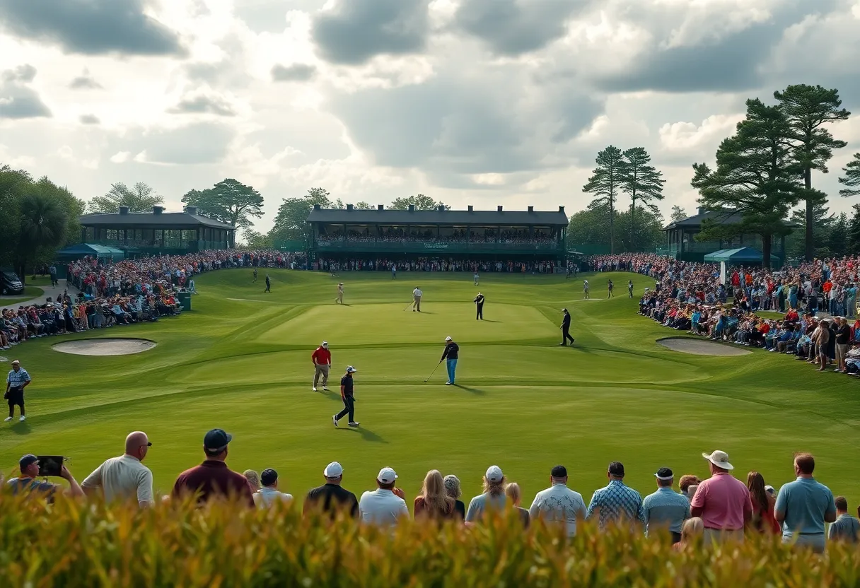 Golf players at a championship course during the PGA Championship