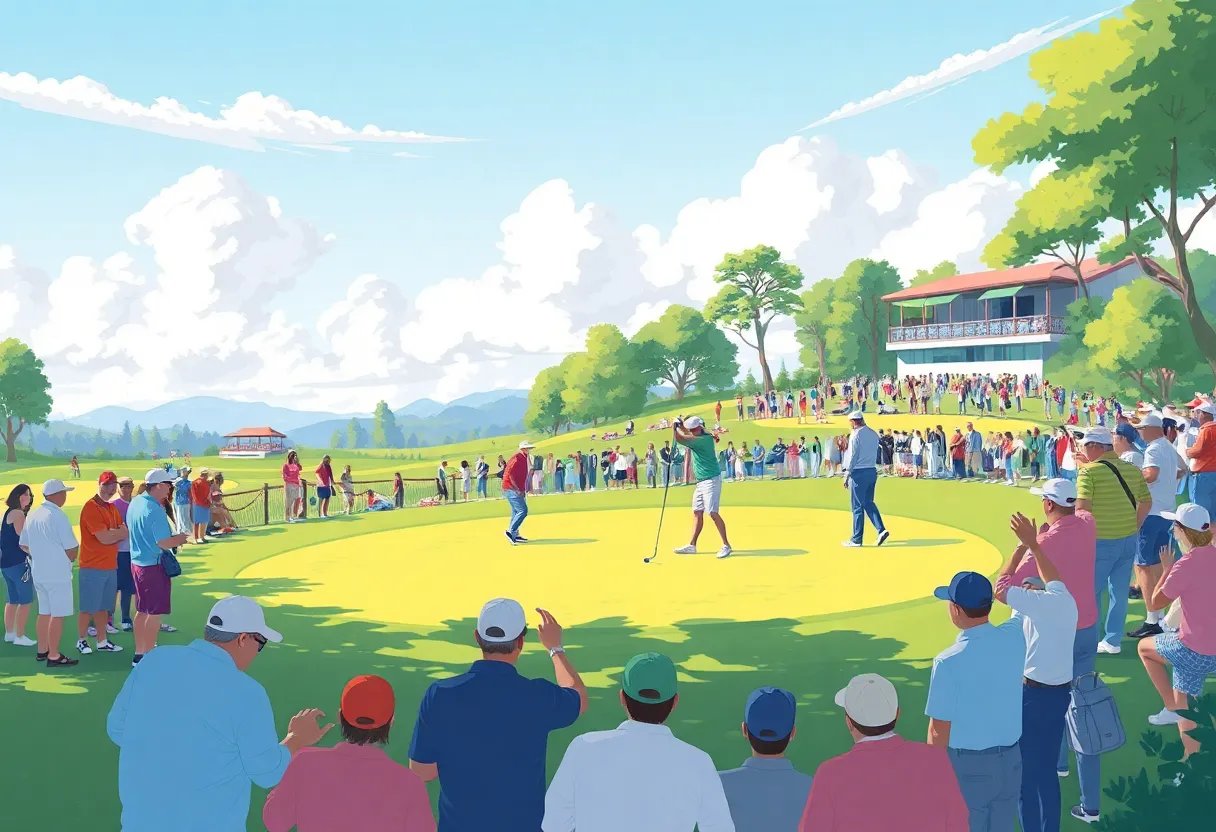 Golf players in action during a PGA Tour event