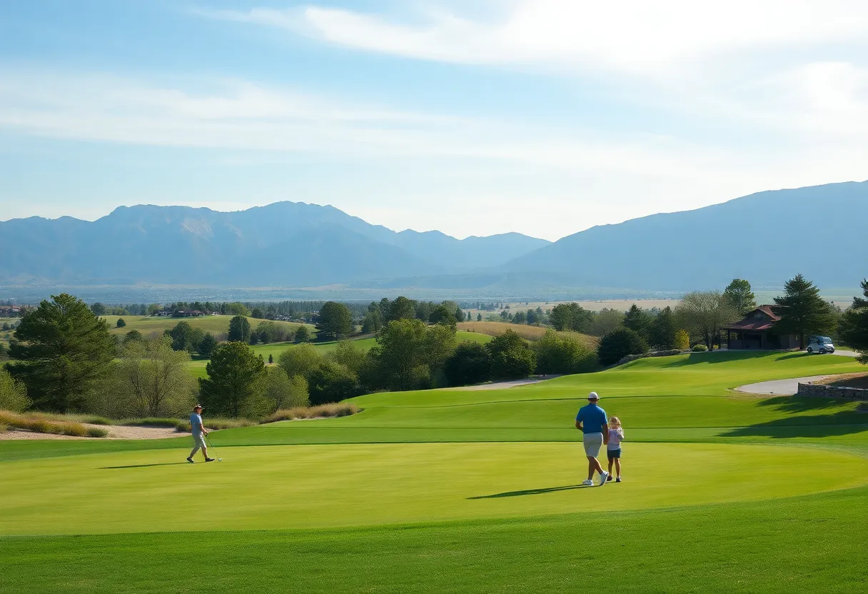 Families playing golf at Sand Valley Golf Resort with scenic views.