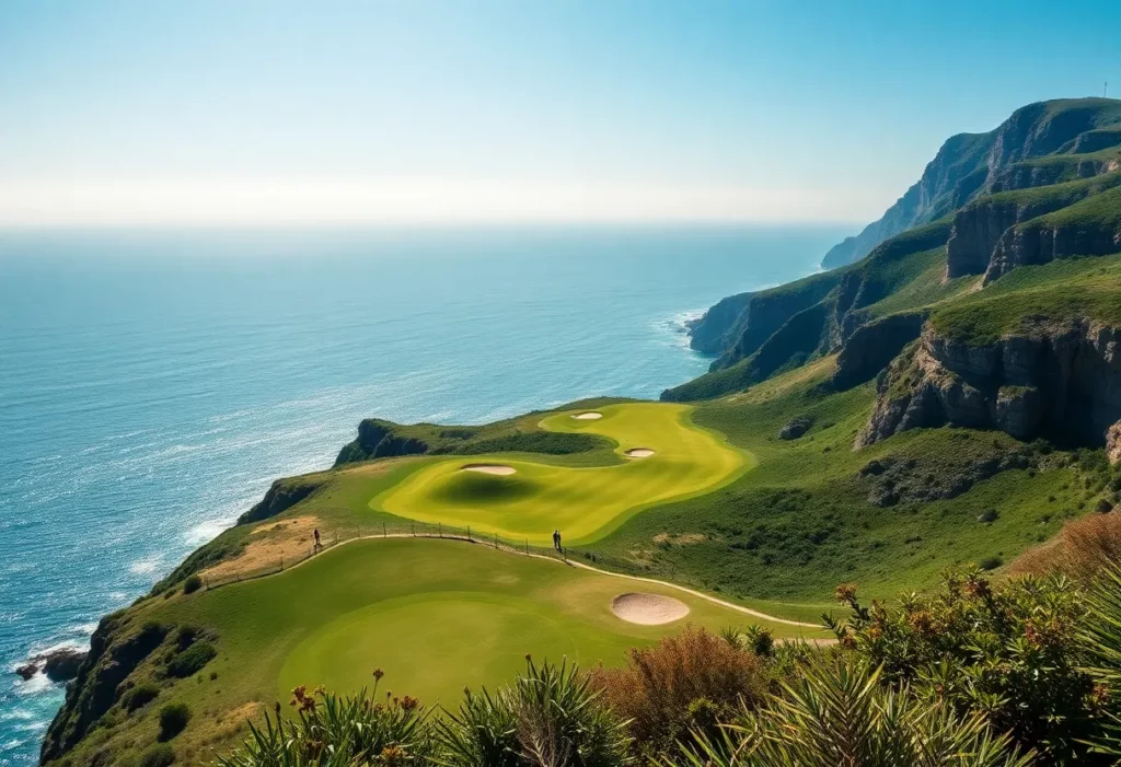A breathtaking scenic golf course with ocean views.