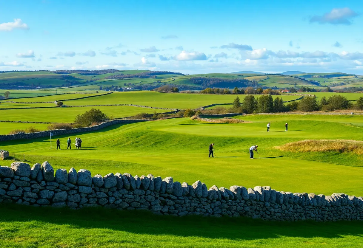 Beautiful golf course in Ireland with green landscapes