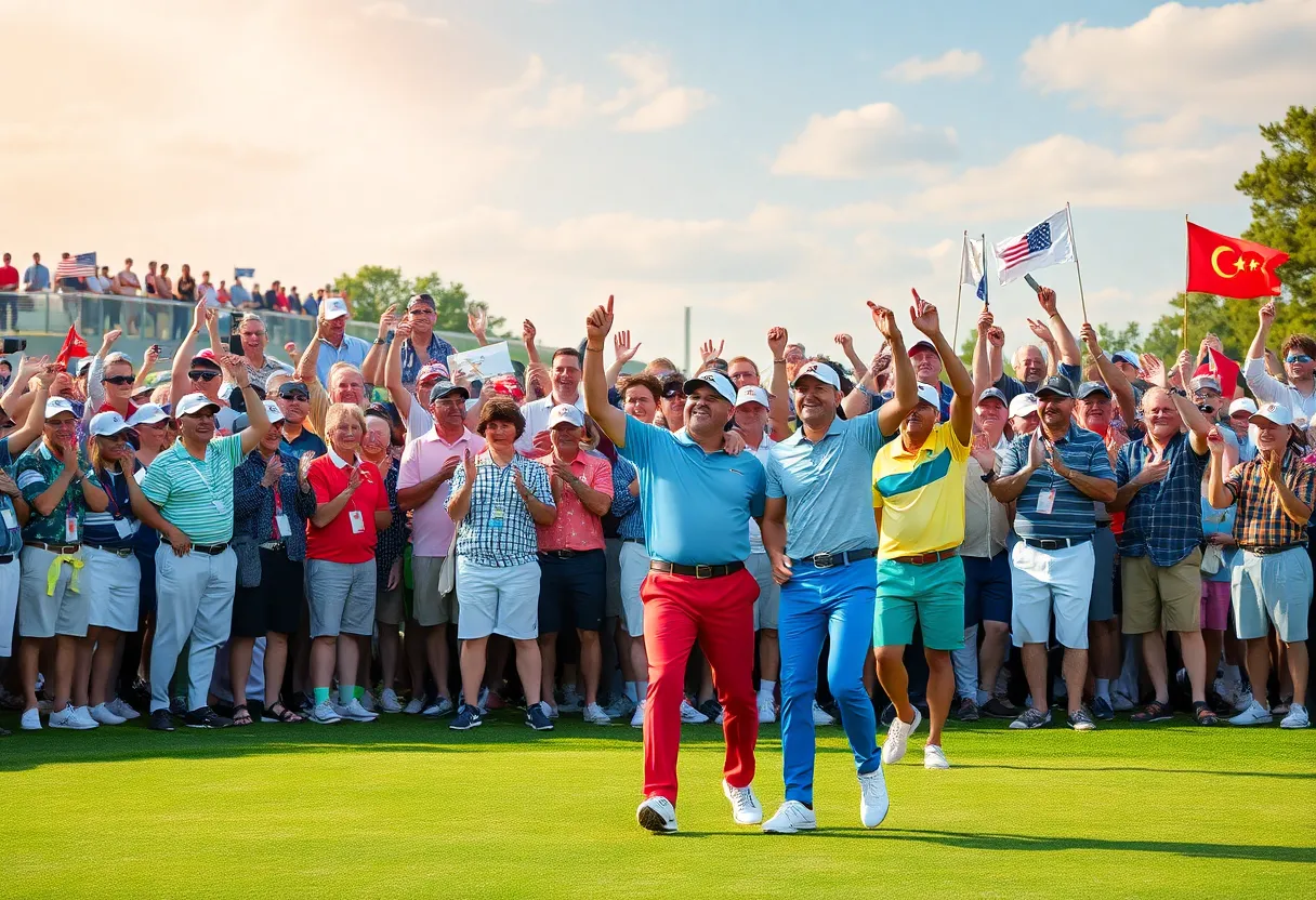 Scottie Scheffler celebrating his victory at the CJ Cup Byron Nelson Championship.