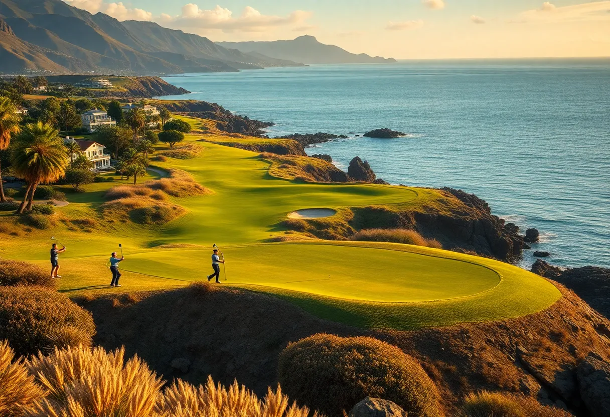 Golfers competing at The Crystal Cup tournament on a beautiful course
