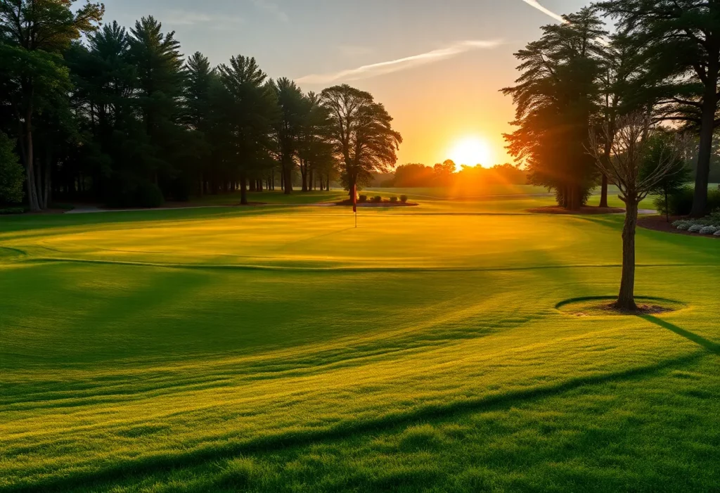 Scenic view of a top-ranked golf course showcasing green fairways and natural beauty.