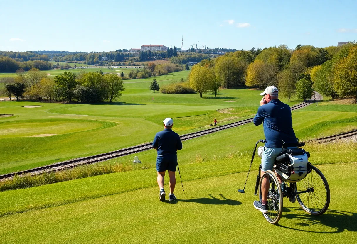 Golfers competing in the U.S. Adaptive Open Championship at Sand Creek Station