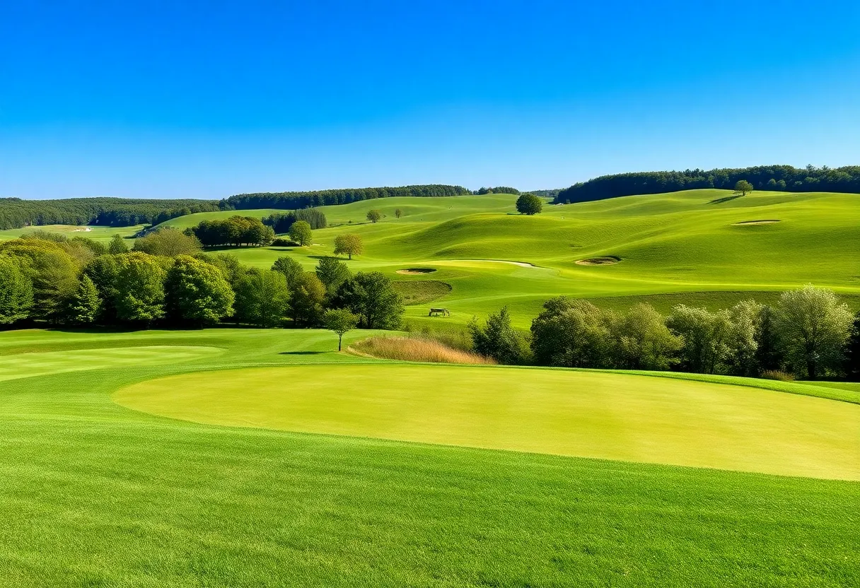 Beautiful landscape of a golf course in Wisconsin