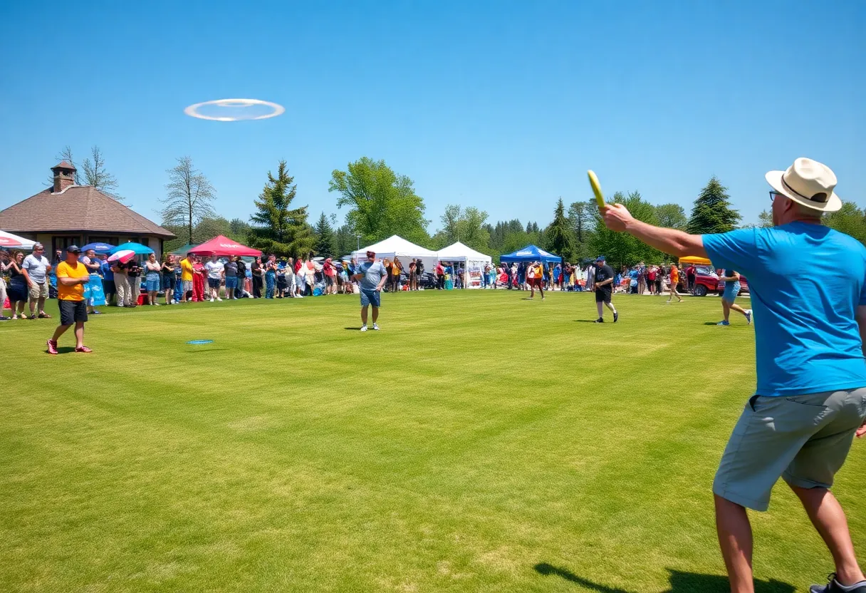 Disc golf players in action during the 2025 Ale Open