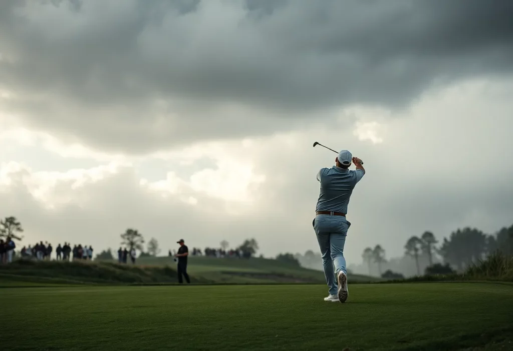 Golfers during the 2025 U.S. Open at Oakmont Country Club