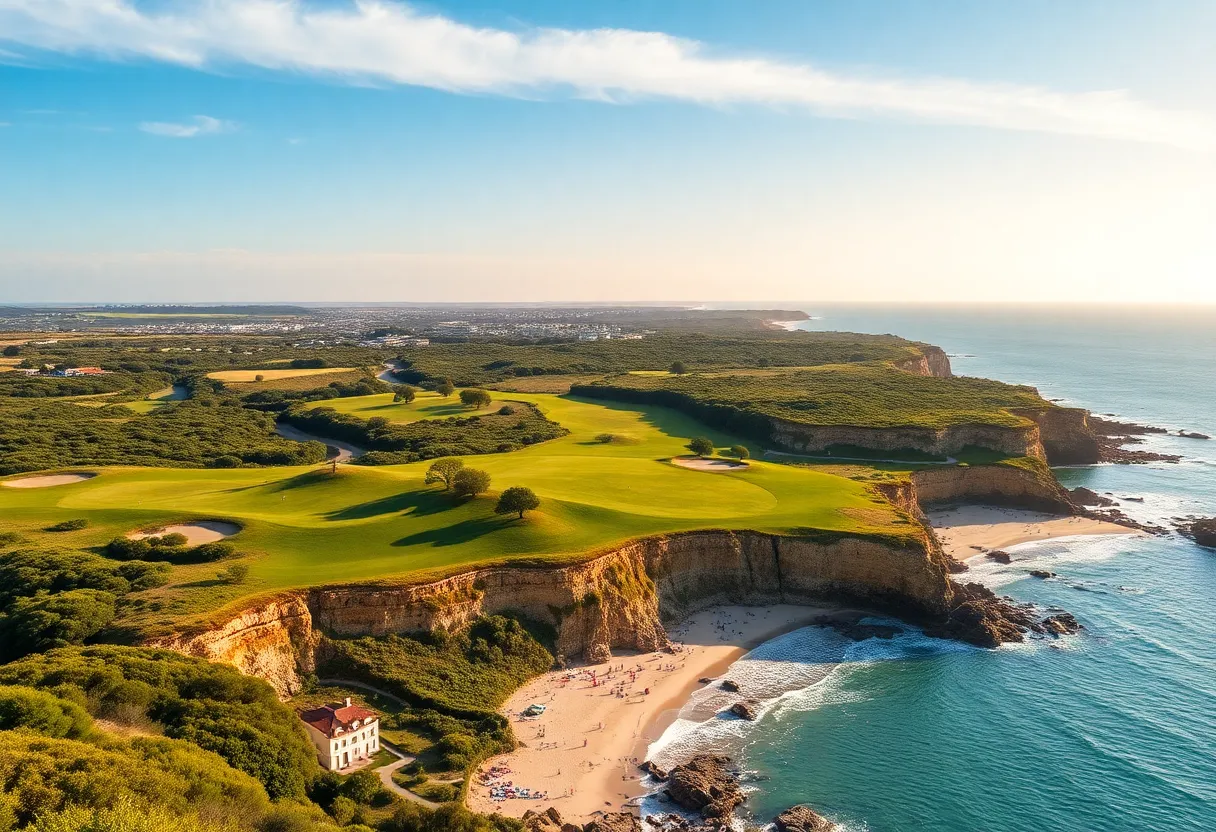 A golf course in Algarve with a view of the ocean