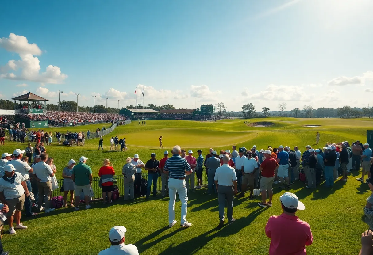 Golfers participating in the BMW International Open at Golf Club München Eichenried.