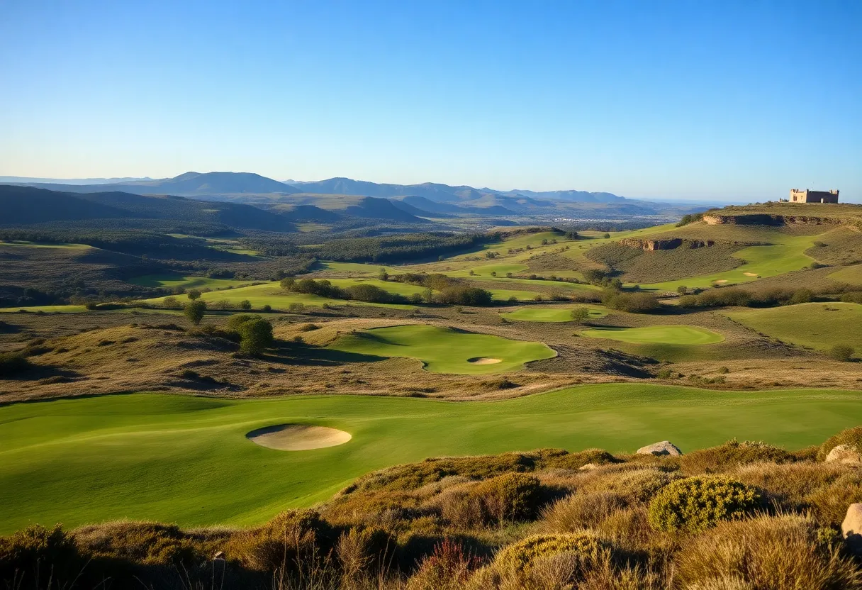 A picturesque classic golf course with lush green fairways.