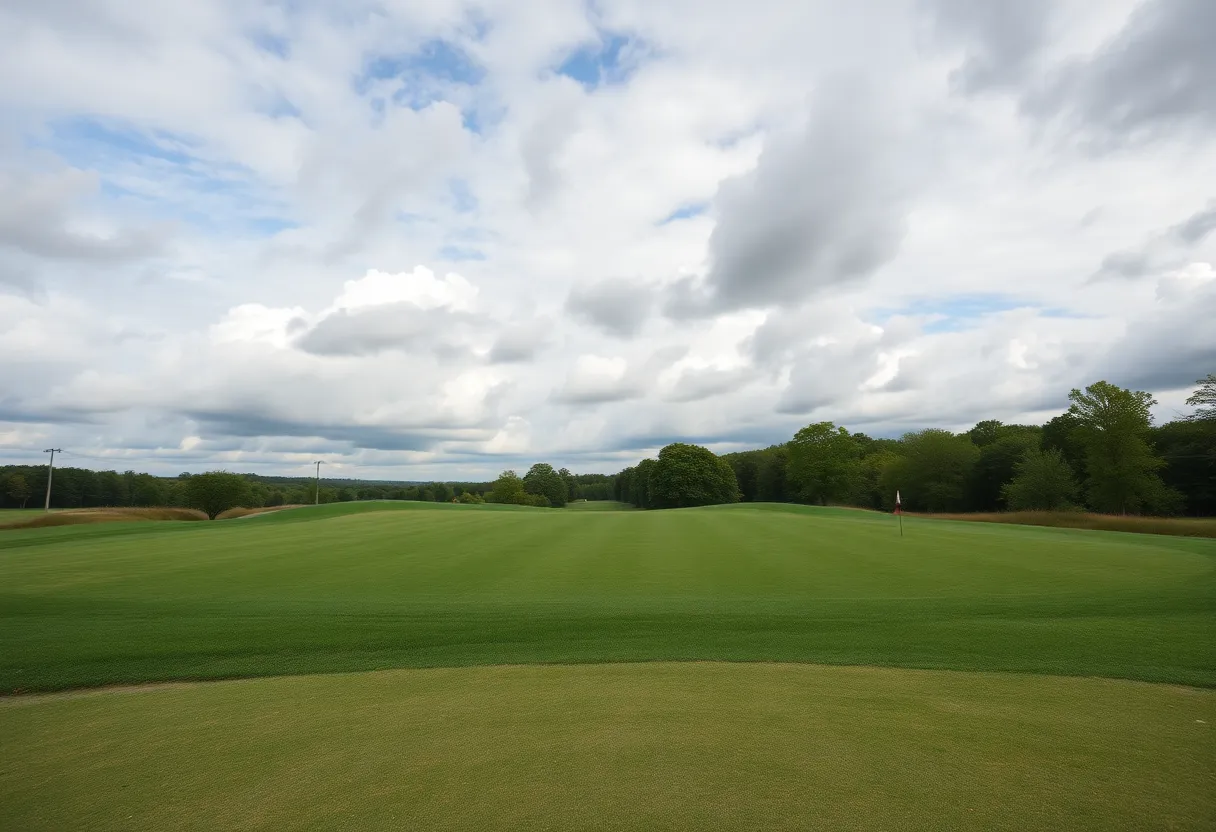 An empty golf course showcasing the beauty of the landscape