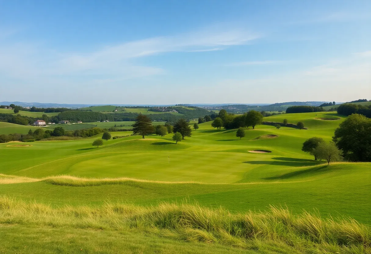 Scenic European golf course with rolling hills
