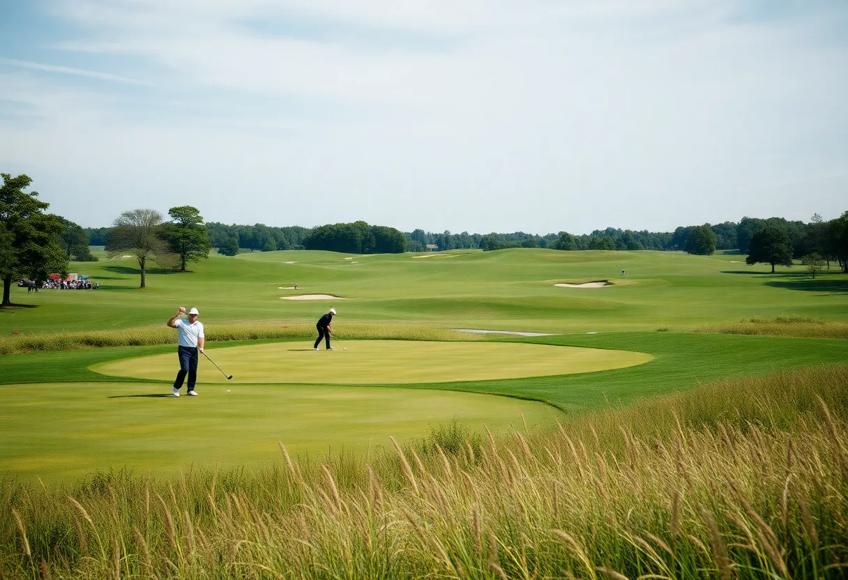 Lush green golf course during a tournament