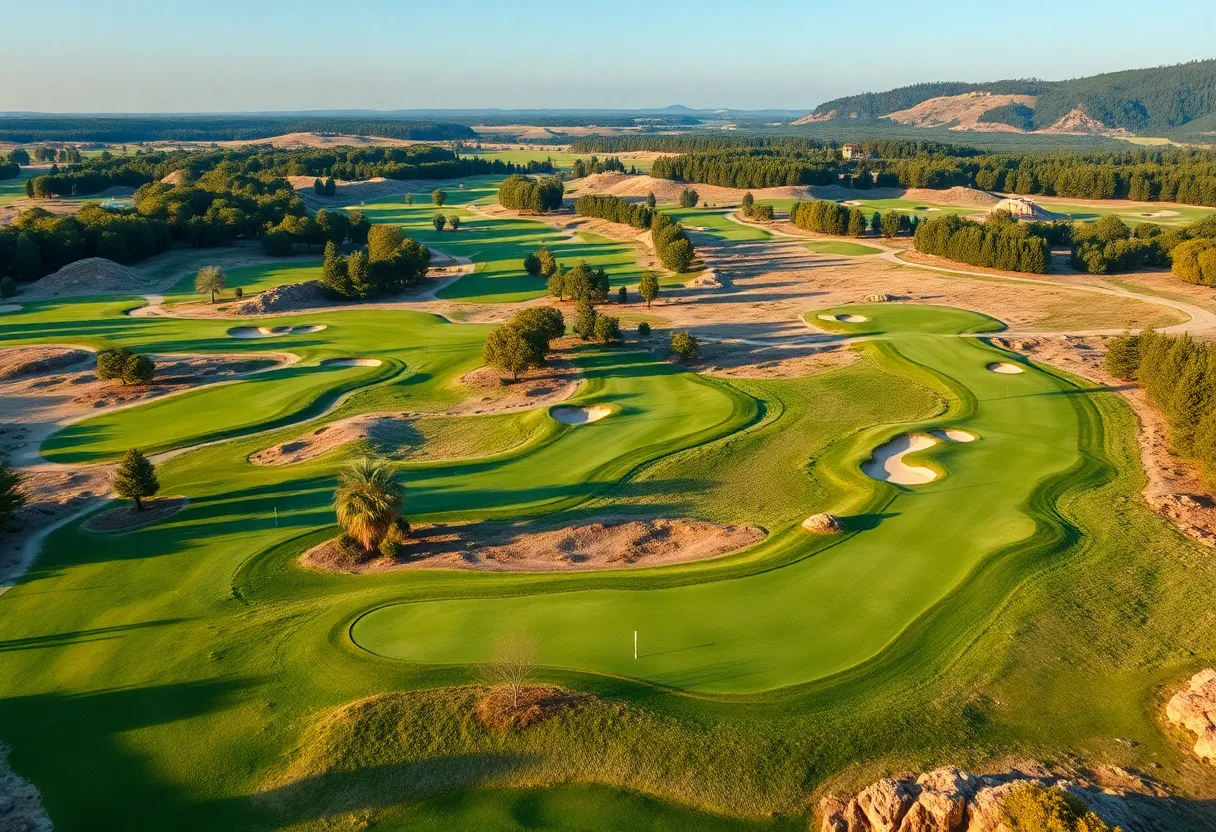 Overview of a golf course with multiple scenic par 4 holes