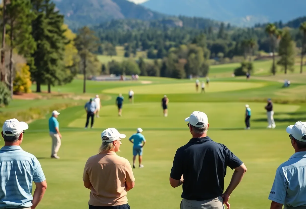 Vibrant golf course scene showcasing players in a pro-am tournament.
