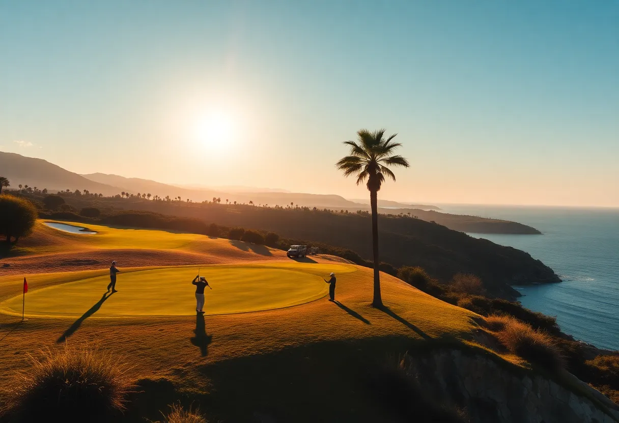 Golfers enjoying a sunny day on the golf course