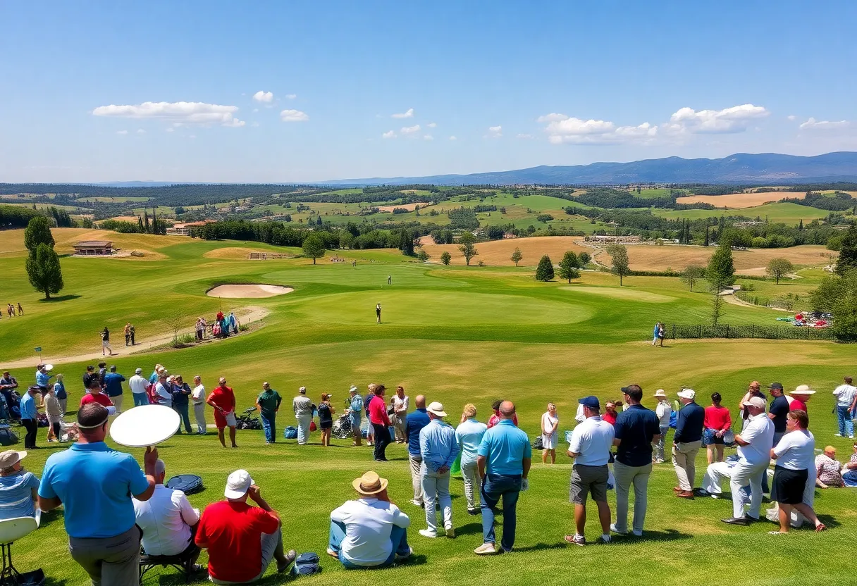 Golfers playing at the Italian Open 2025 in Tuscany