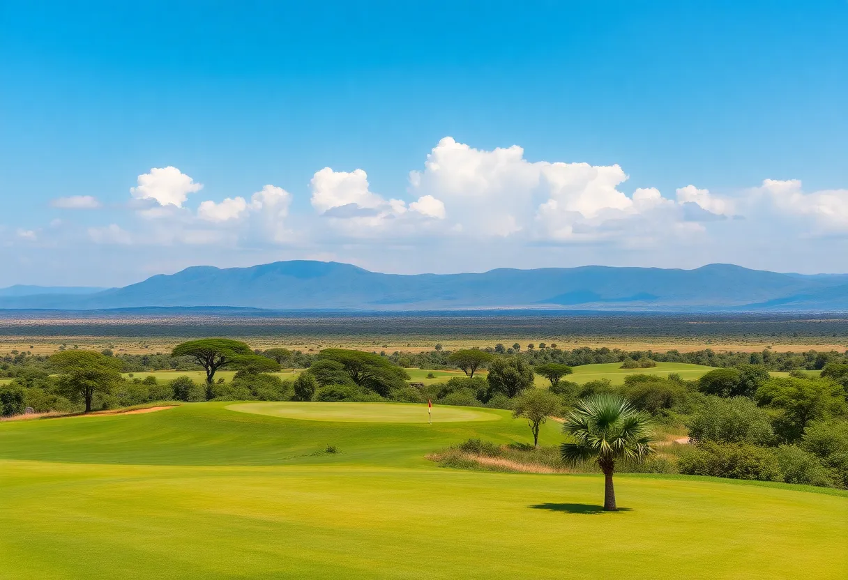 A beautiful golf course in Kenya surrounded by wildlife