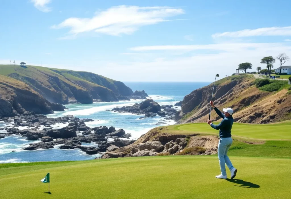 Professional golfer on the course at Pebble Beach