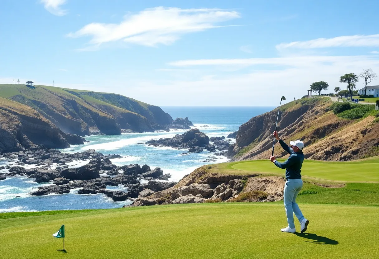 Professional golfer on the course at Pebble Beach