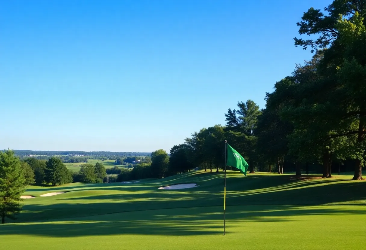 Scenic view of a public golf course in Metro Detroit with green fairways.