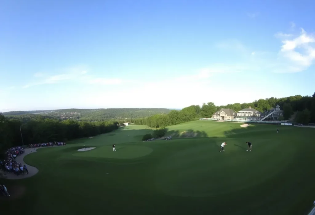 Players practicing at Oakmont Country Club during the 2025 U.S. Open